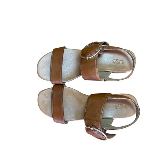 UGG Navee Cognac Espadrille Wedge Sandal Womens Size 7 - Picture 5 of 6